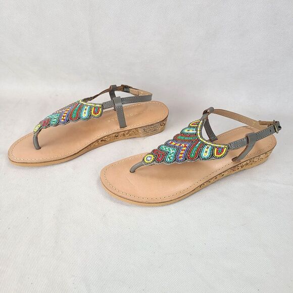 New VERY VOLATILE "HANIYA" Gray with Multi Colored Beaded Sandals Women's (7) - Picture 3 of 10